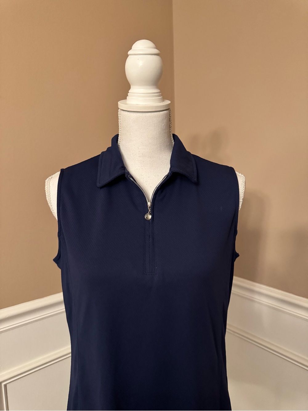 Daily Sports Women's Sleeveless Golf Polo - Navy Blue - Zip Front
